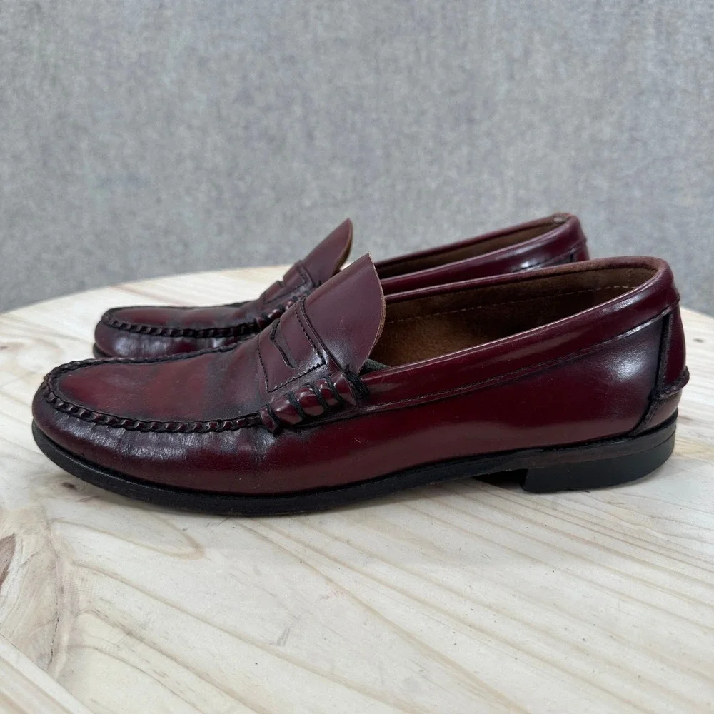 Sebago Classic Dan Penny Loafers Mens 10.5 Burgundy Leather Beefroll Made in USA